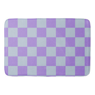 Tapis De Bain Bleu doux et À damiers lavande
