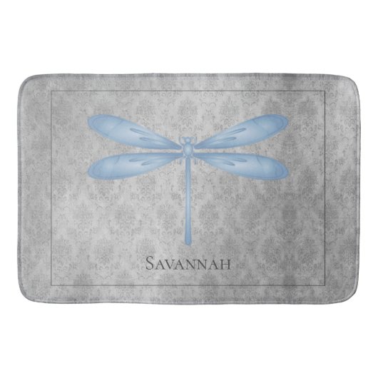 Tapis De Bain Bleu Dragonfly Damas (Devant)