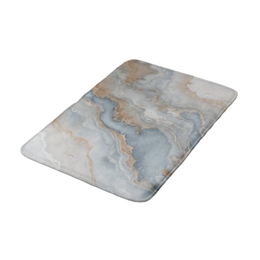 Tapis De Bain Bleu Duché gris Tan Beige Abstrait (Angle)