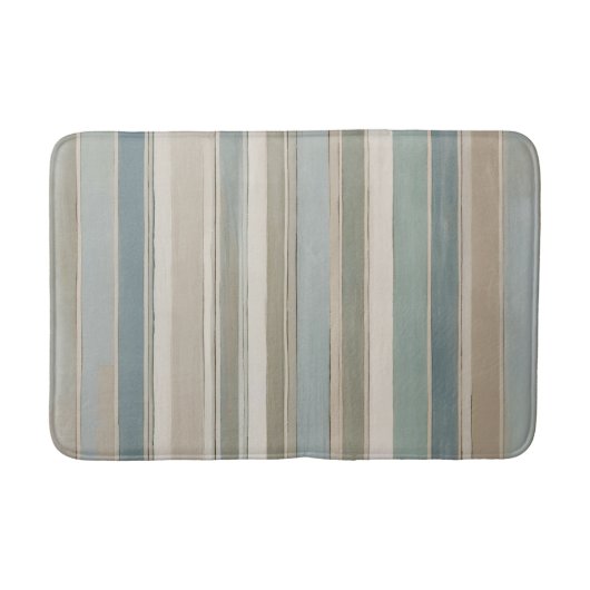 Tapis De Bain Bleu Duché Turquoise Sage Beige Stripe (Devant)