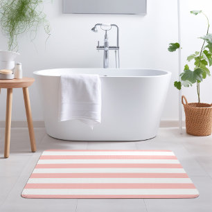 Tapis De Bain Bleu en bandes rose et blanche Couleurs modifiab