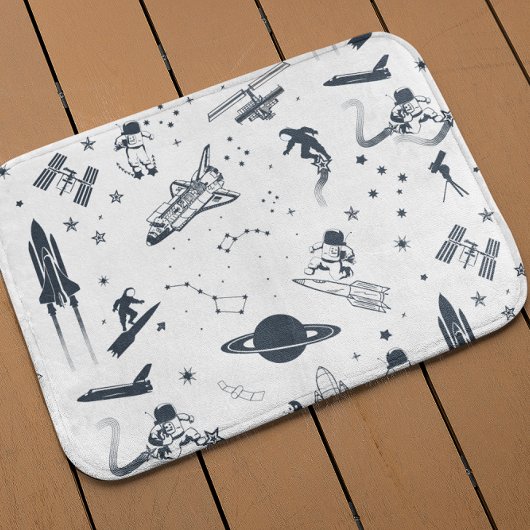 Tapis De Bain Bleu Espace Extérieur Système Solaire Astronaut Na