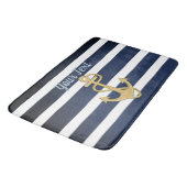 Tapis De Bain Bleu et Ancre or Nautique (Angle)