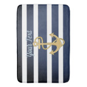 Tapis De Bain Bleu et Ancre or Nautique (devant Vertical)