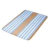 Tapis De Bain Bleu et blanc cinq bandes motif avec bronze (Angle)