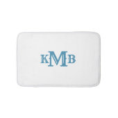 Tapis De Bain Bleu et blanc monogramme traditionnel (Devant)