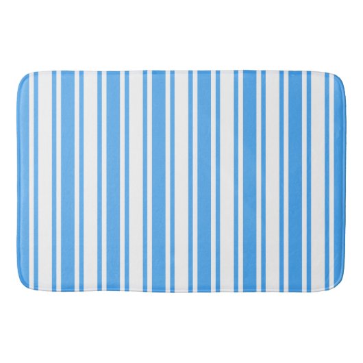Tapis De Bain Bleu et blanc rayures de bonbons (Devant)