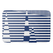 Tapis De Bain Bleu et blanc sur bandes (Devant)
