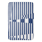 Tapis De Bain Bleu et blanc sur bandes (devant Vertical)