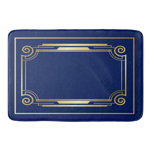 Tapis De Bain Bleu et or Art déco Bain Mat (Devant)