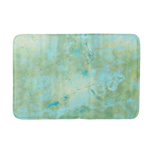Tapis De Bain Bleu et Or Moderne Marbré Abstrait Éclaboussure de (Devant)