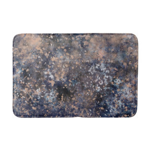 Tapis De Bain Bleu et or rose peinture éclaboussée abstraction g