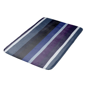 Tapis De Bain Bleu et pourpre Abstrait rayures