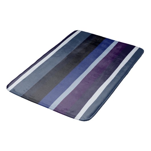 Tapis De Bain Bleu et pourpre Abstrait rayures (Angle)