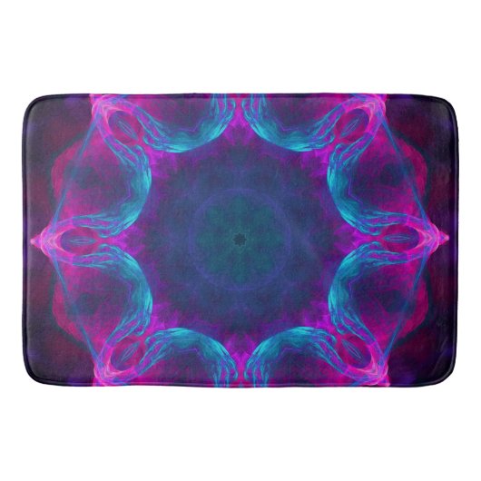 Tapis De Bain Bleu et rose néon foncé Kaleidoscope dégradé (Devant)