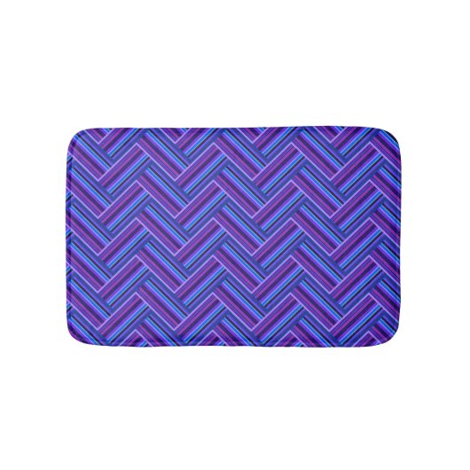 Tapis De Bain Bleu et violet rayures double tissage (Devant)