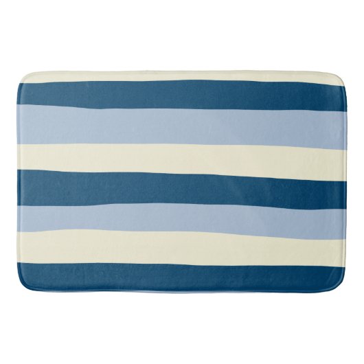 Tapis De Bain Bleu foncé, Bleu clair et Crème (Devant)