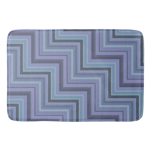 Tapis De Bain Bleu gris rayures motif (Devant)