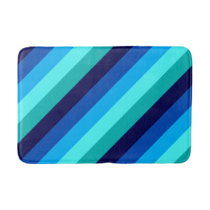 Tapis De Bain Bleu Icy Rayures Turquoises Mat Bain Moyen