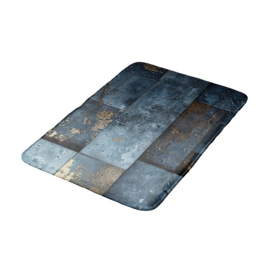Tapis De Bain Bleu industriel Abstrait (Angle)