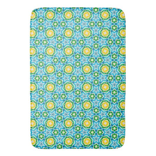 Tapis De Bain Bleu jaune Abstrait (devant Vertical)