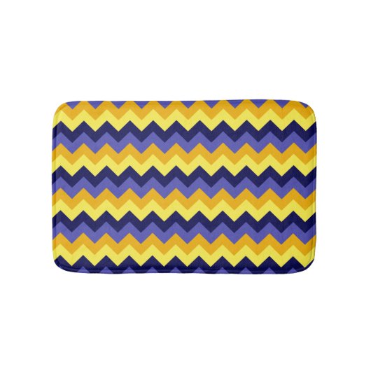 Tapis De Bain Bleu Jaune Or Chevrons Petit Mat Bain (Devant)