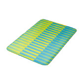 Tapis De Bain Bleu Jaune Vert Motif Rayé (Angle)