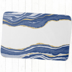 Tapis De Bain Bleu Marbre Agate Parties scintillant or
