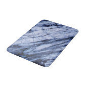 Tapis De Bain Bleu & Marbre blanc Swirl Moderne Chic (Angle)