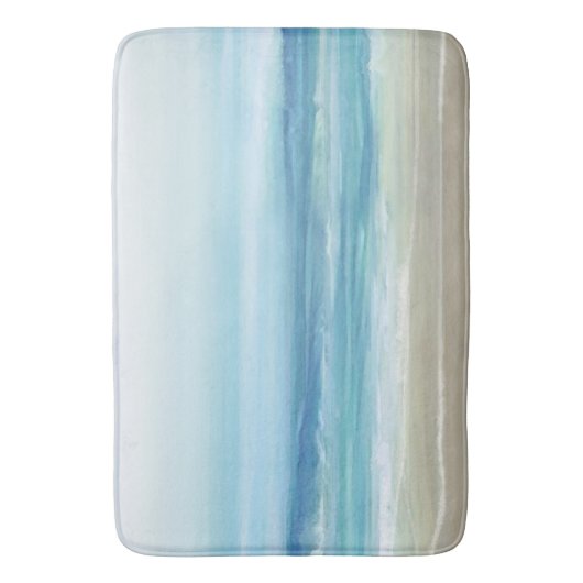 Tapis De Bain Bleu marin Aquarelle Océan Waves Plage côtière (devant Vertical)