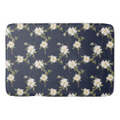 Tapis De Bain Bleu Marine Blanc Floral (Devant)