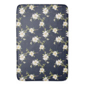 Tapis De Bain Bleu Marine Blanc Floral (devant Vertical)