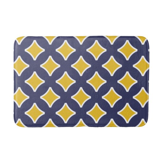 Tapis De Bain bleu marine, moutarde jaune, blanc, moderne (Devant)
