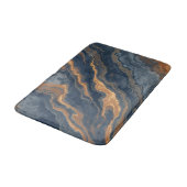 Tapis De Bain Bleu marine orange marbré abstrait (Angle)