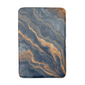 Tapis De Bain Bleu marine orange marbré abstrait (Devant (Vertical))