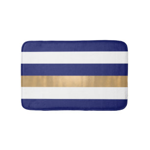 Tapis de bain Bleu Moderne Bleu Blanc et Doré