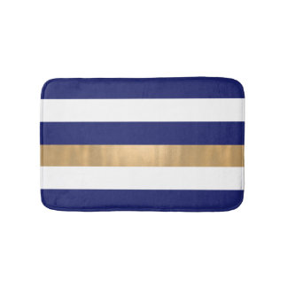 Tapis de bain Bleu Moderne Bleu Blanc et Doré