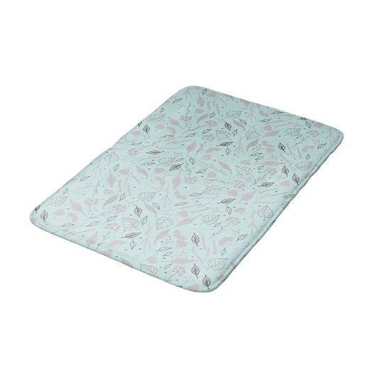 Tapis De Bain Bleu moderne et botanique de l'époque (Angle)