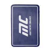 Tapis De Bain Bleu Moderne Monogramme Propre Minimal Nom Texte G (Devant (Vertical))