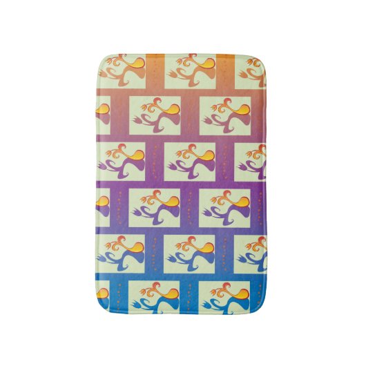 Tapis De Bain Bleu moderne, violet, orange Tulip Couple Floral (Devant (Vertical))