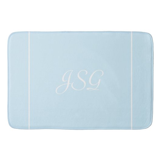 Tapis de bain bleu monogrammé (Devant)