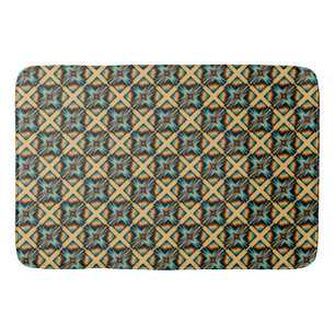 Tapis De Bain Bleu mosaïque beige orange