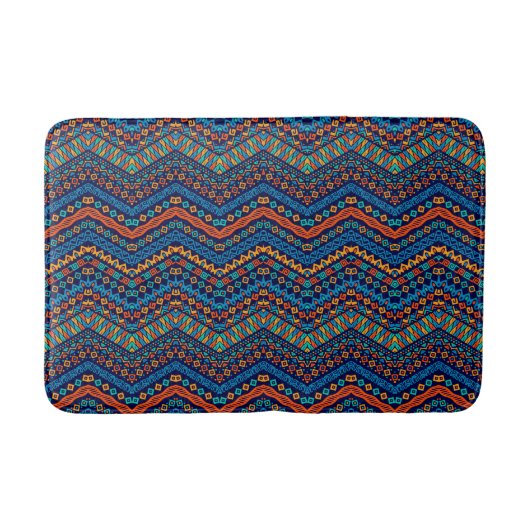 Tapis De Bain Bleu motif moderne style africain Bath Mat (Devant)