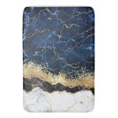 Tapis De Bain Bleu noir Marbre blanc (devant Vertical)