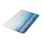 Tapis De Bain Bleu Océan Aquarelle Mer Abstraite Monogramme (Angle)