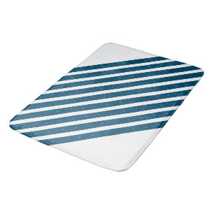 Tapis De Bain Bleu océan et rayures blanches