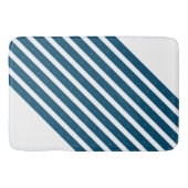 Tapis De Bain Bleu océan et rayures blanches (Devant)