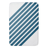 Tapis De Bain Bleu océan et rayures blanches (devant Vertical)