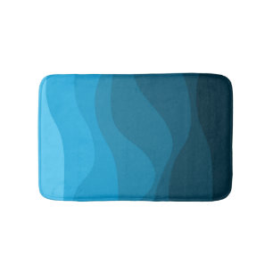 Tapis De Bain Bleu ondulé océan style rétro vagues design
