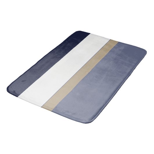 Tapis De Bain Bleu, or et blanc (Angle)